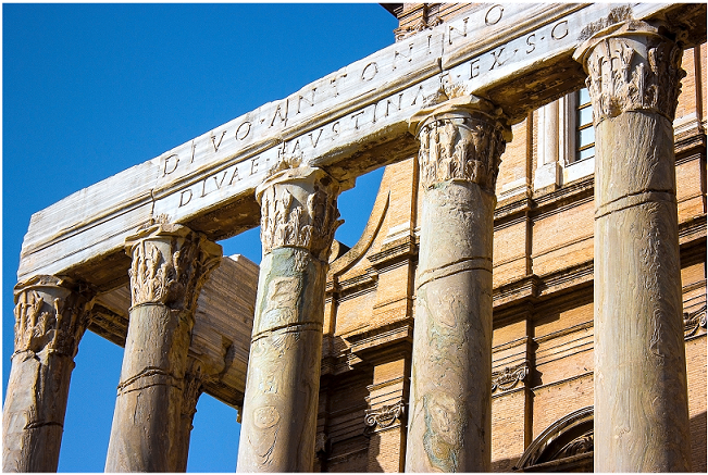 Ancient Columns with clear blue sky