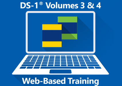 DS-1 Volume 3&4 web-based training- Blue background with white laptop