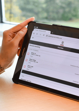 Customer Portal on portable tablet